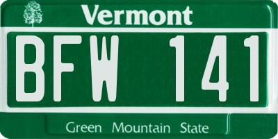 VT license plate BFW141