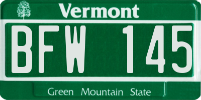VT license plate BFW145