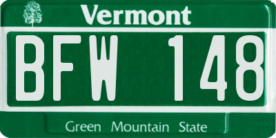 VT license plate BFW148