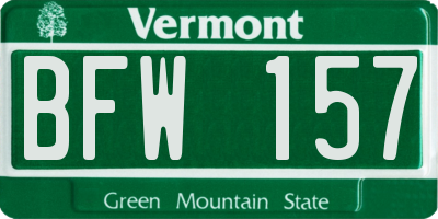 VT license plate BFW157