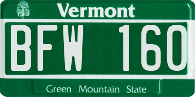 VT license plate BFW160
