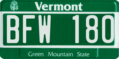 VT license plate BFW180