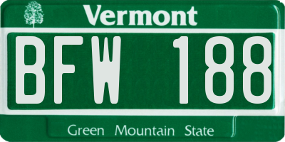 VT license plate BFW188