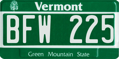 VT license plate BFW225