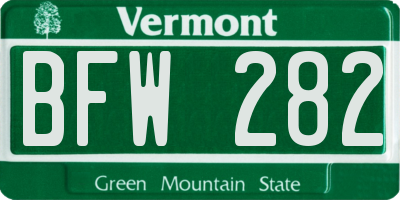 VT license plate BFW282