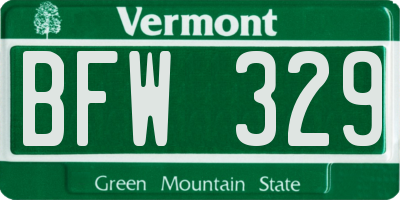 VT license plate BFW329