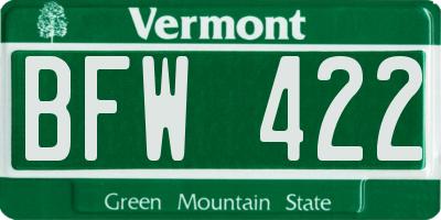 VT license plate BFW422