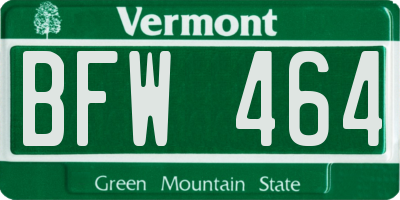 VT license plate BFW464