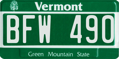 VT license plate BFW490