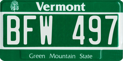 VT license plate BFW497
