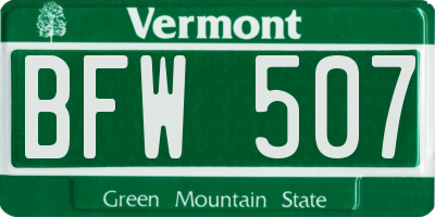 VT license plate BFW507