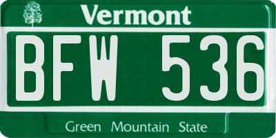 VT license plate BFW536