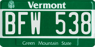 VT license plate BFW538