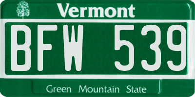 VT license plate BFW539