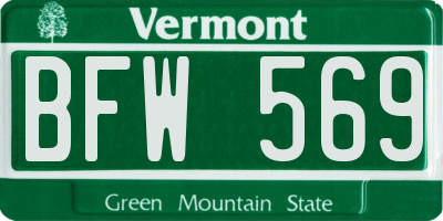 VT license plate BFW569