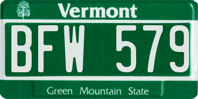 VT license plate BFW579