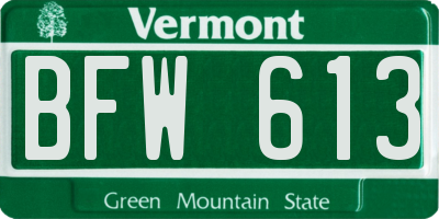 VT license plate BFW613