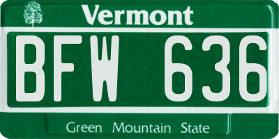 VT license plate BFW636