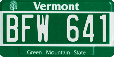 VT license plate BFW641