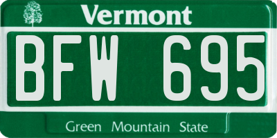 VT license plate BFW695
