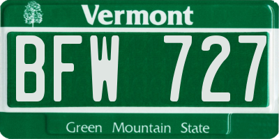 VT license plate BFW727
