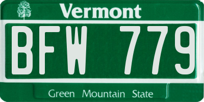 VT license plate BFW779