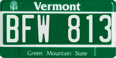 VT license plate BFW813