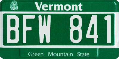 VT license plate BFW841