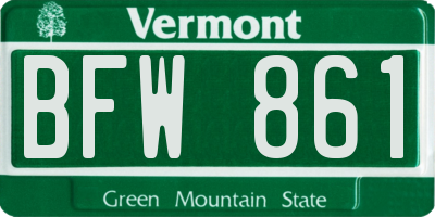 VT license plate BFW861