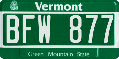 VT license plate BFW877