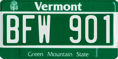 VT license plate BFW901