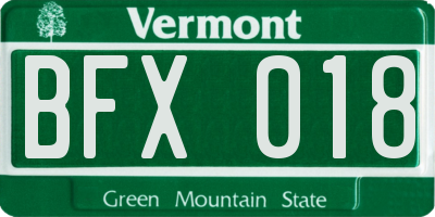 VT license plate BFX018