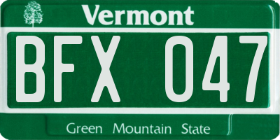 VT license plate BFX047