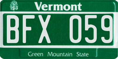 VT license plate BFX059