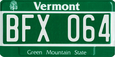 VT license plate BFX064