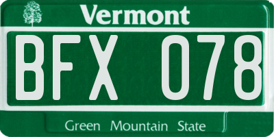 VT license plate BFX078