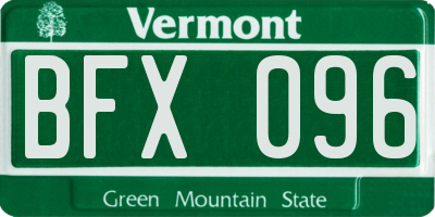 VT license plate BFX096