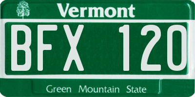 VT license plate BFX120