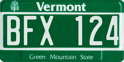 VT license plate BFX124