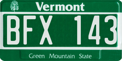VT license plate BFX143