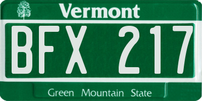 VT license plate BFX217