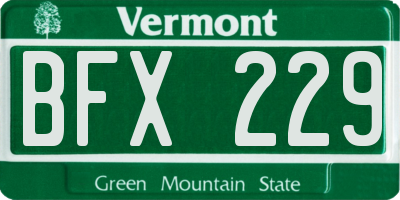 VT license plate BFX229