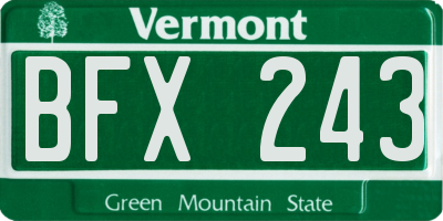 VT license plate BFX243