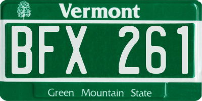 VT license plate BFX261