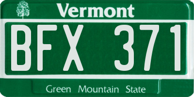VT license plate BFX371