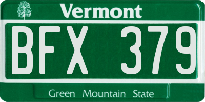 VT license plate BFX379