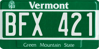 VT license plate BFX421