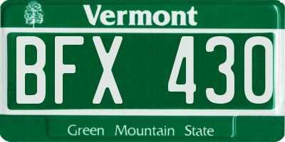 VT license plate BFX430