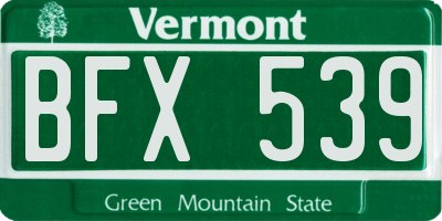 VT license plate BFX539
