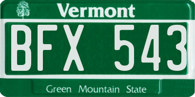 VT license plate BFX543